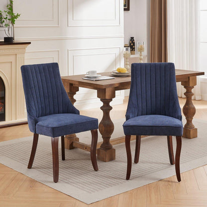 Esszimmerstühle 2er Set Blau – Bequemer Chenille-Stoff & Massivholz