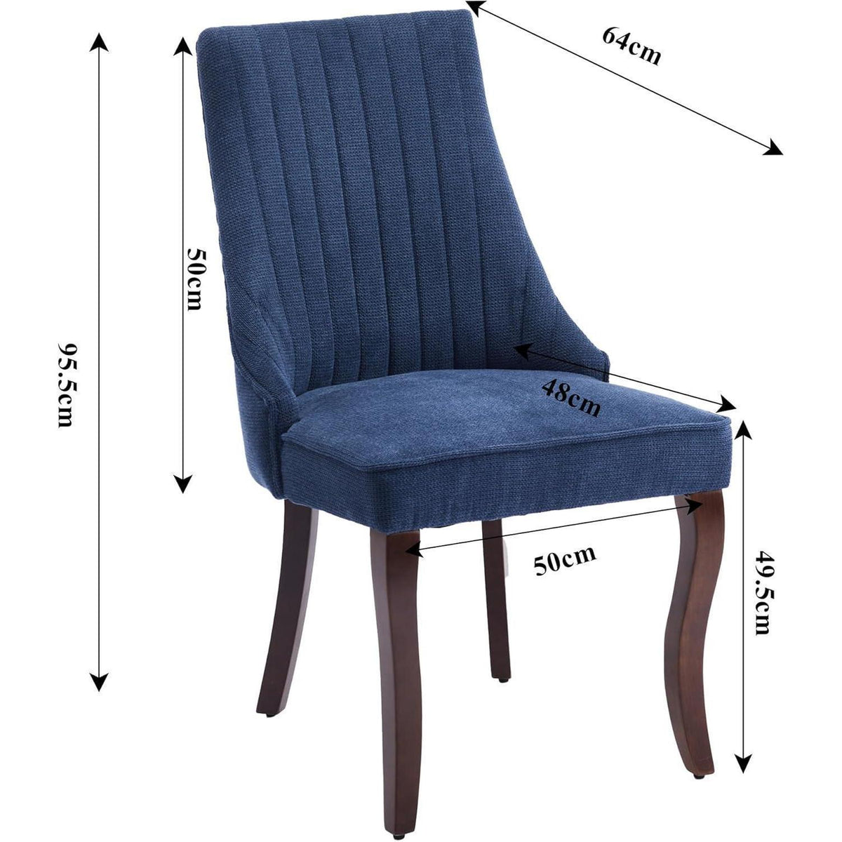 Esszimmerstühle 2er Set Blau – Bequemer Chenille-Stoff & Massivholz