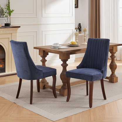 Esszimmerstühle 2er Set Blau – Bequemer Chenille-Stoff & Massivholz