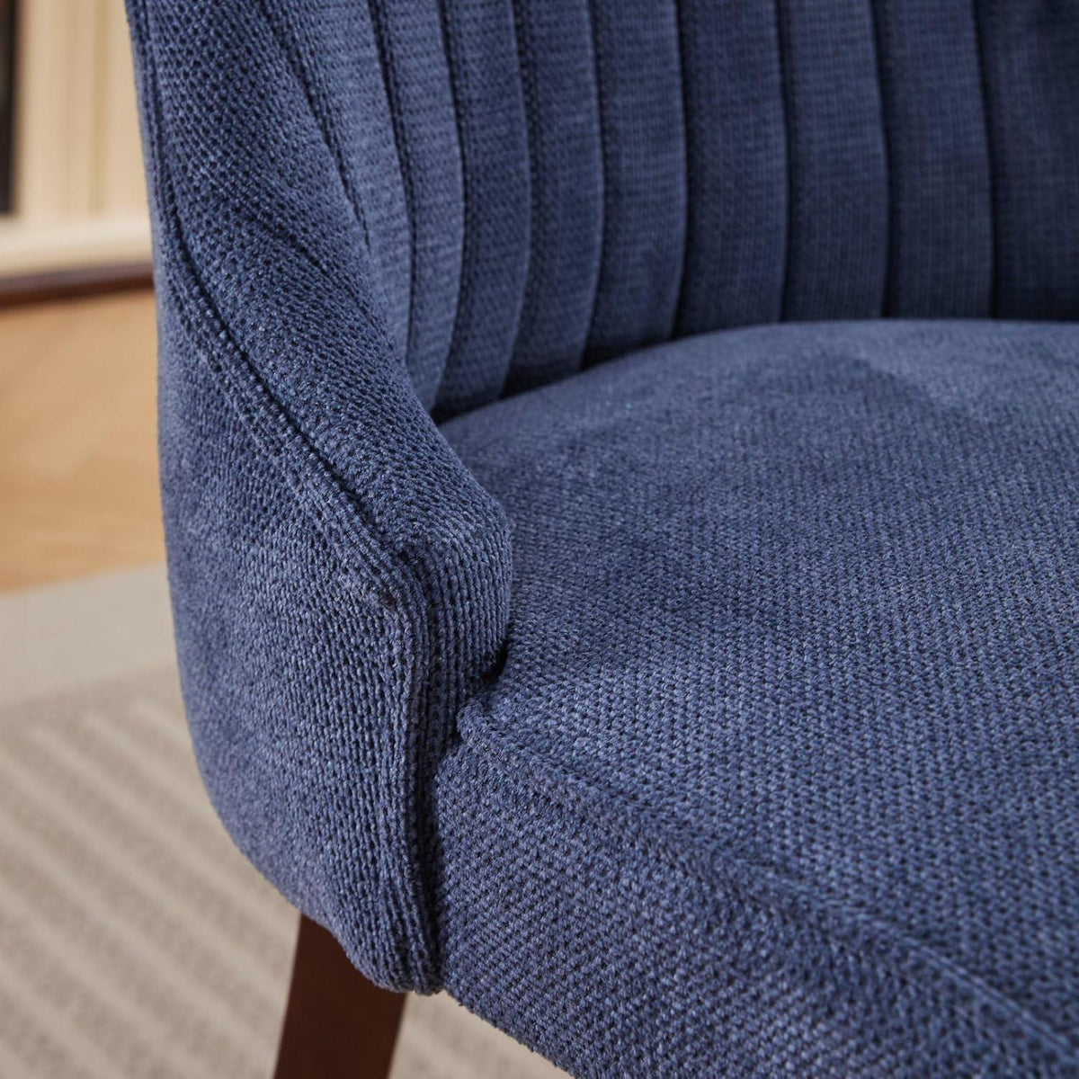 Esszimmerstühle 2er Set Blau – Bequemer Chenille-Stoff & Massivholz