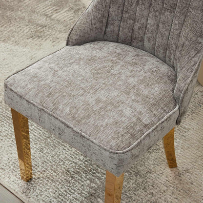Esszimmerstühle 4er Set Grau mit Edelstahlbeinen & Chenille-Stoff
