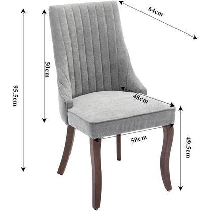 Esszimmerstühle 6er Set Grau – Massivholz Beine & Chenille-Stoff