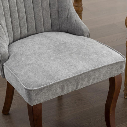 Esszimmerstühle 6er Set Grau – Massivholz Beine & Chenille-Stoff