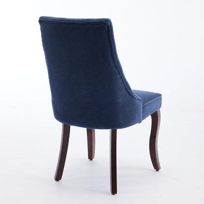 Esszimmerstühle 6er Set Blau – Bequeme Chenille-Stühle mit Massivholzbeinen
