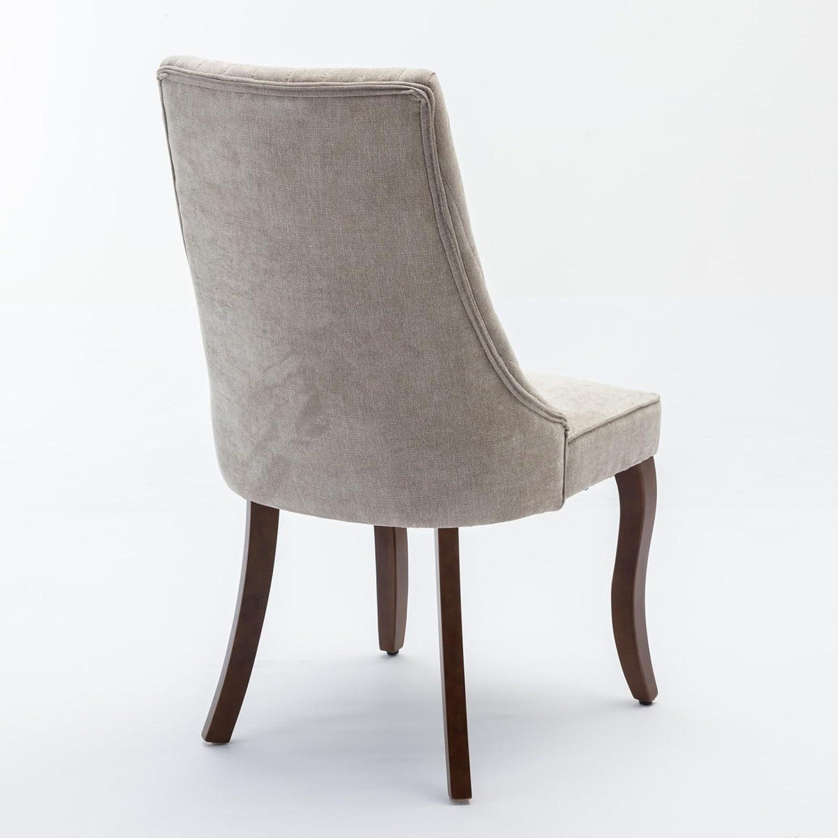 Esszimmerstühle 4er Set, Beige – Massivholz & Chenille