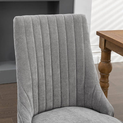 Esszimmerstühle 4er Set Grau – Bequeme Chenille-Stühle mit Holzbeinen