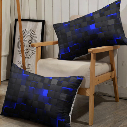 Würfel 3D Bettwäsche Set 200x200 cm Schwarz Blau