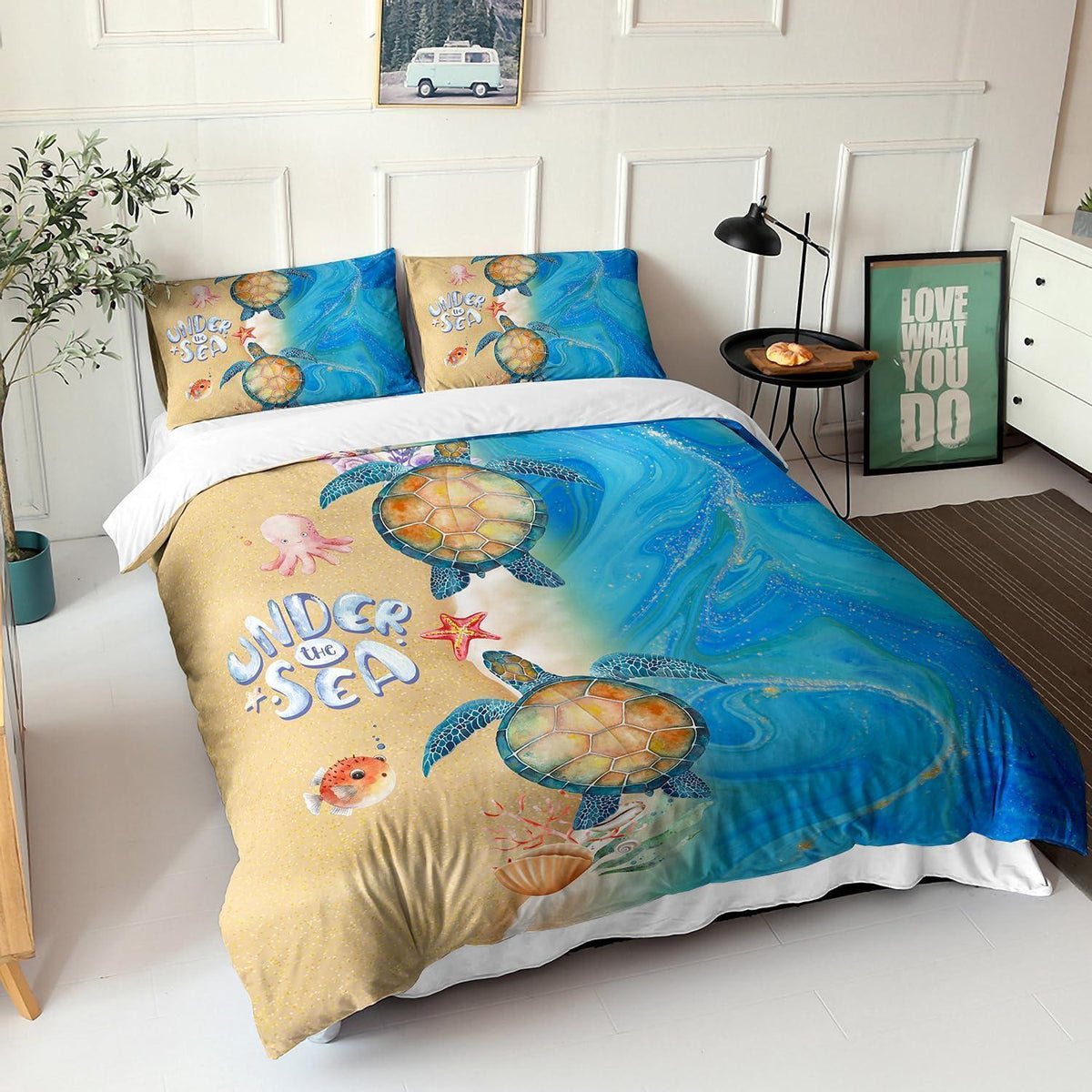 Unterwasserwelt Bettwäsche Set 200x200 cm Schildkrötenmuster