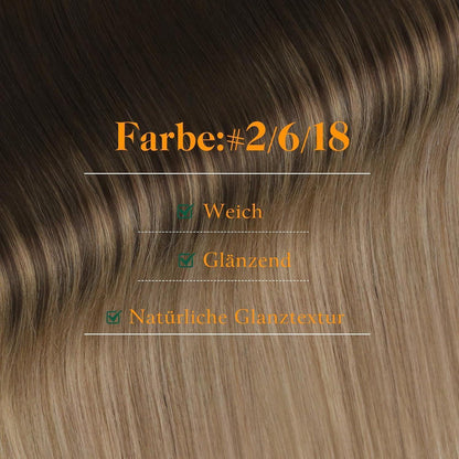 Echthaar Tape Extensions Balayage Braun 55cm