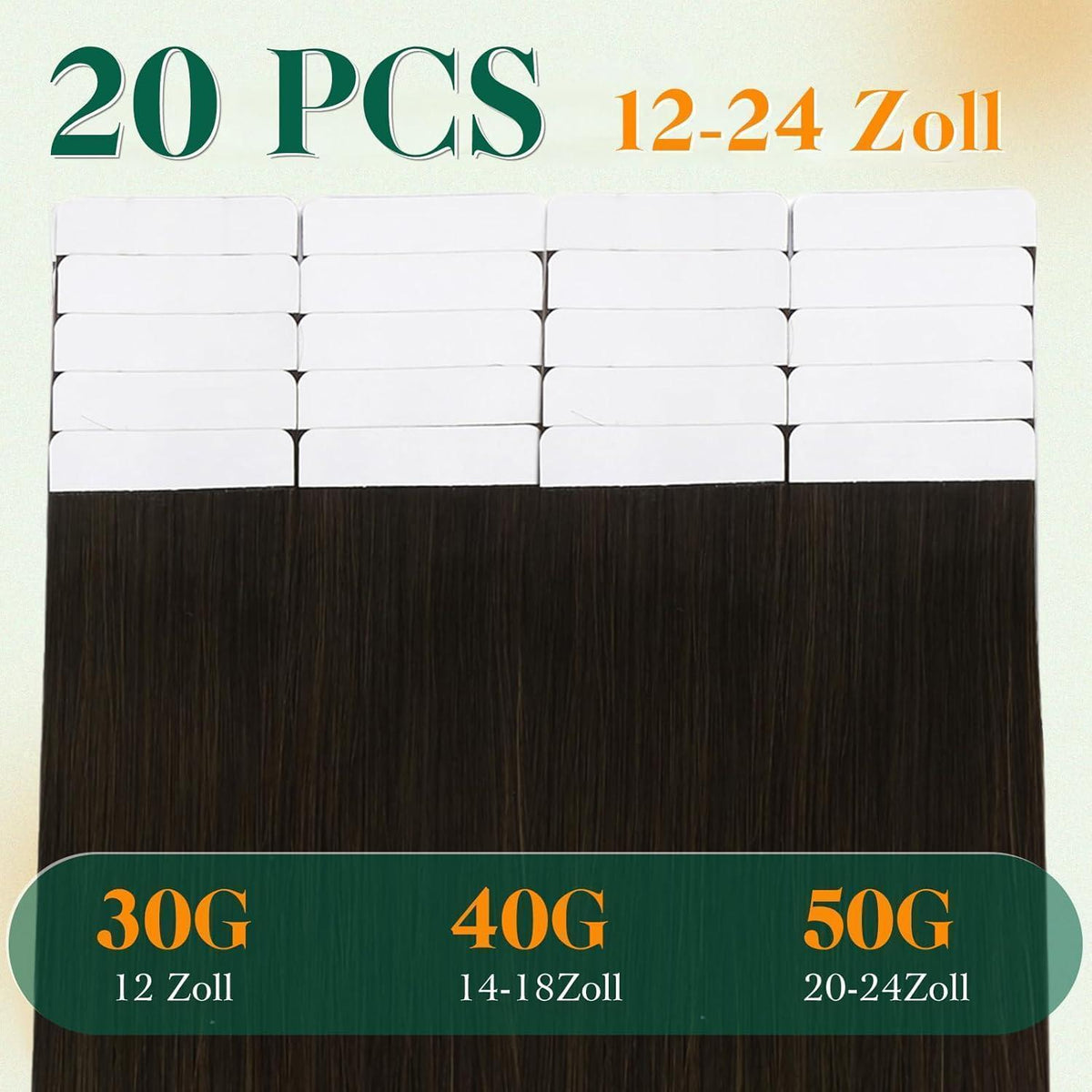 Echthaar Tape Extensions Balayage Braun 55cm