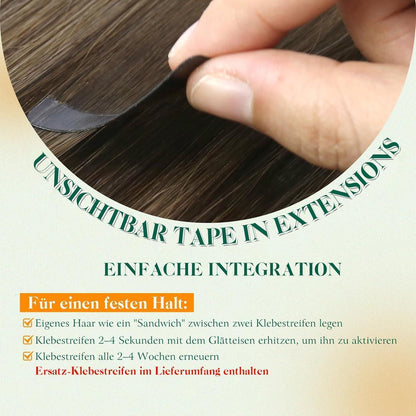 Echthaar Tape Extensions Balayage Braun 55cm
