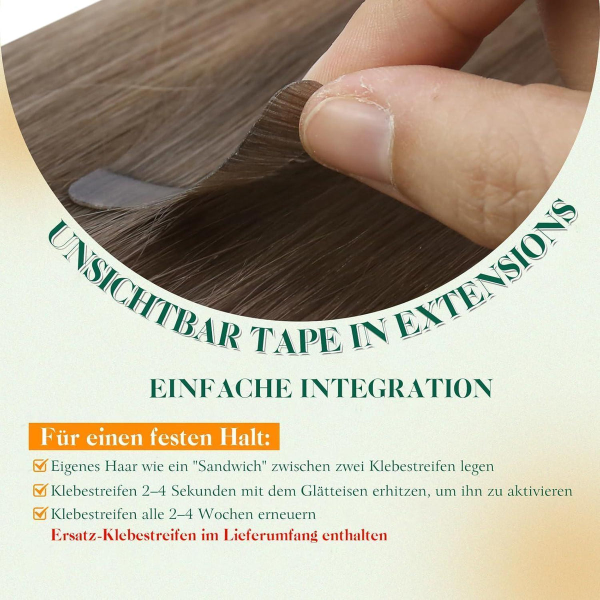 Echthaar Tape Extensions Braun Balayage Ombre 55cm
