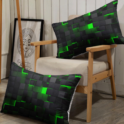 Würfel 3D Bettwäsche Set 200x200 cm Schwarz Grün