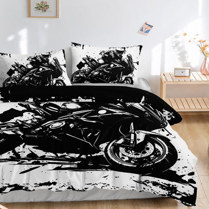 Motorrad Bettwäsche-Set 100x132 cm, Tuschemalerei Stil