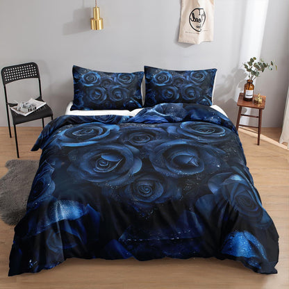 Rosen Blau Blume Bettwäsche-Set 200x200cm