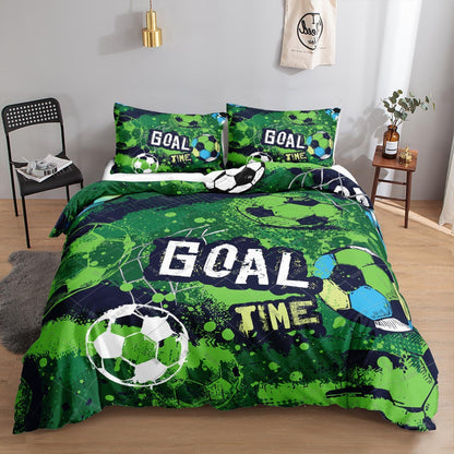 Fußball Bettwäsche Set 200x200 cm Grün Goal TIME