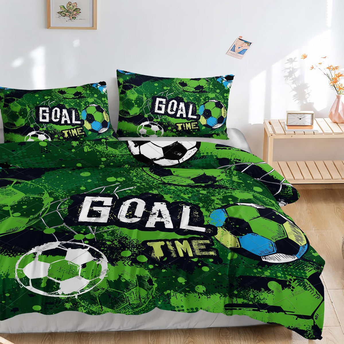 Fußball Bettwäsche Set 200x200 cm Grün Goal TIME