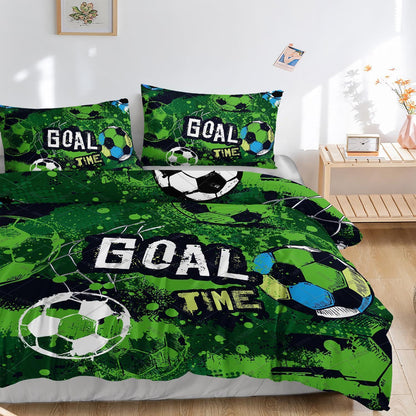 Fußball Bettwäsche Set 200x200 cm Grün Goal TIME