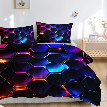 3D Geometrischer Honeycomb Bettbezug 200x200 cm