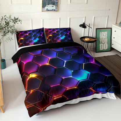 3D Geometrischer Honeycomb Bettbezug 200x200 cm
