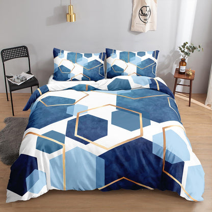 Blaues Geometrie Bettwäsche-Set 200x200 cm – Modernes Design