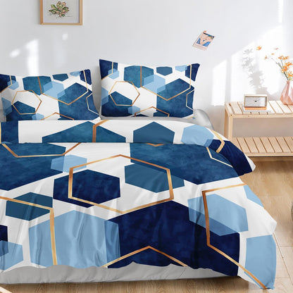 Blaues Geometrie Bettwäsche-Set 200x200 cm – Modernes Design