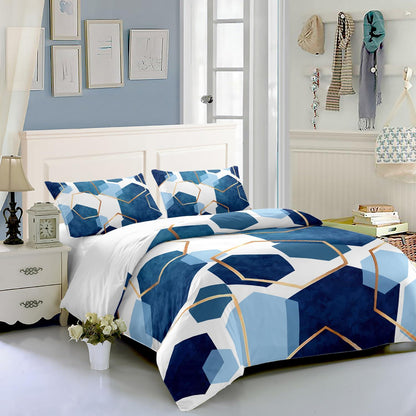 Blaues Geometrie Bettwäsche-Set 200x200 cm – Modernes Design