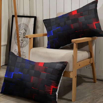 Würfel 3D Bettwäsche-Set 200x200 cm Schwarz Rot Blau