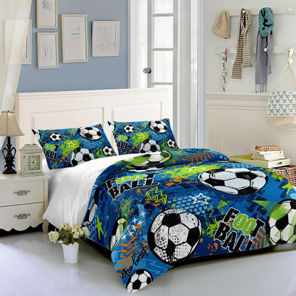 Fußball Bettwäsche Set 200x200 cm Blau