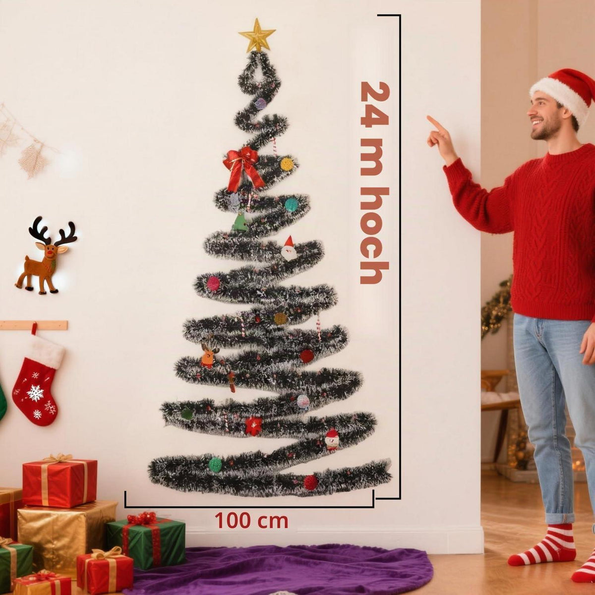 Weihnachtsbaum Wanddeko 180cm – DIY Tannenbaum für die Wand