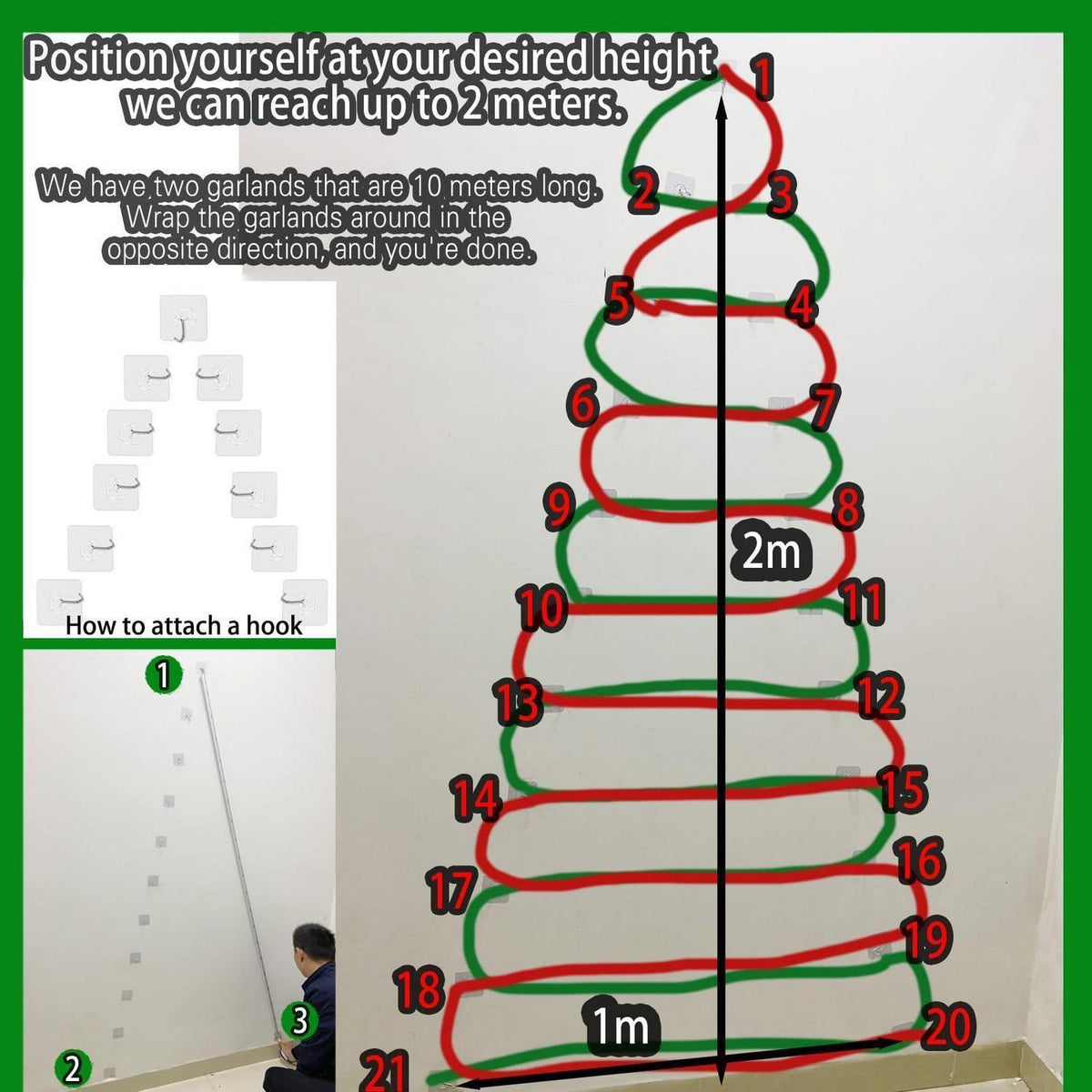 Weihnachtsbaum Wanddeko 180cm – DIY Tannenbaum für die Wand