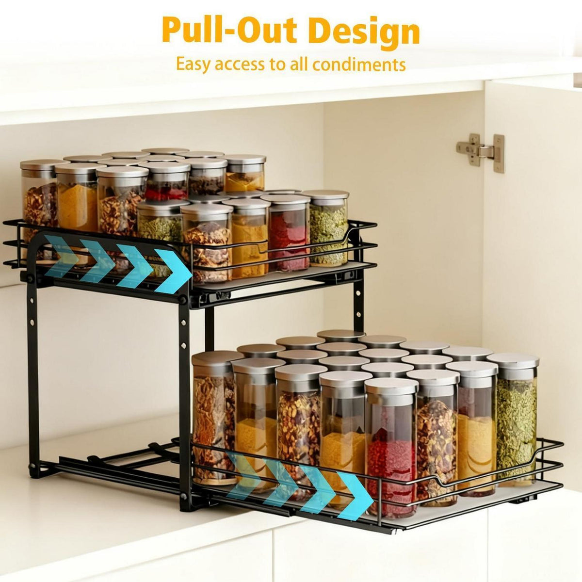 Gewürzregal ausziehbar, 2 Etagen, Schrank Organizer Küche
