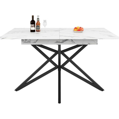Ausziehbarer Esstisch Sternförmig Schwarz Weiß 120-160x80 cm
