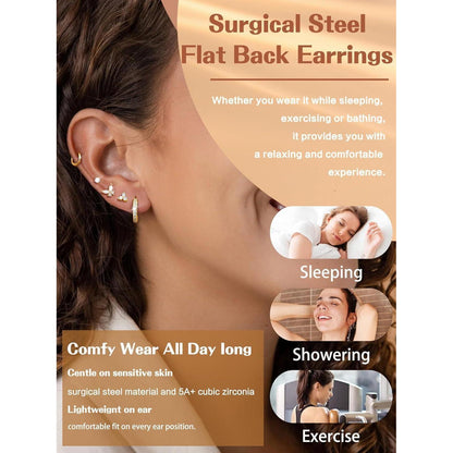 13 Paar Ohrringe Set Damen | Helix Piercings Gold Silber