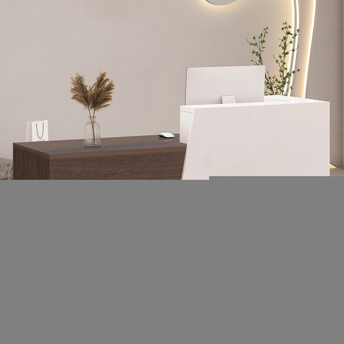 Empfangstheke mit Schublade – Weiß & Dunkelbraun, 120cm