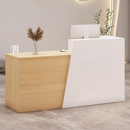 Empfangstheke mit Schublade & Ablage – Weiß & Holz 190cm