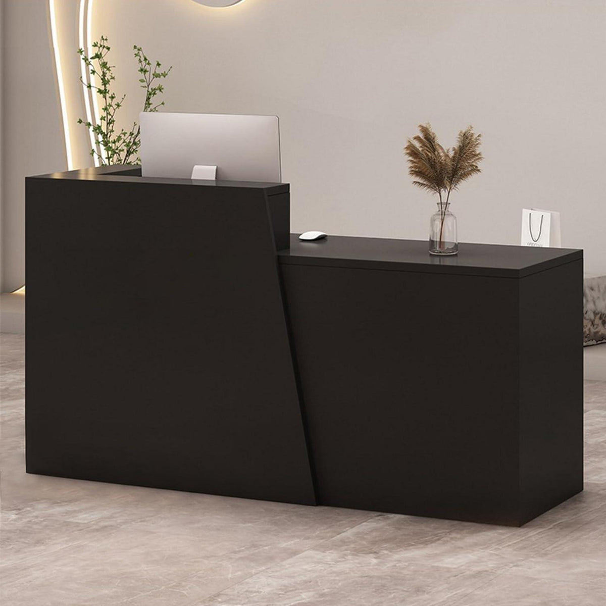 Empfangstheke mit Schublade – Modern & Viel Stauraum (220x42x100cm Schwarz)