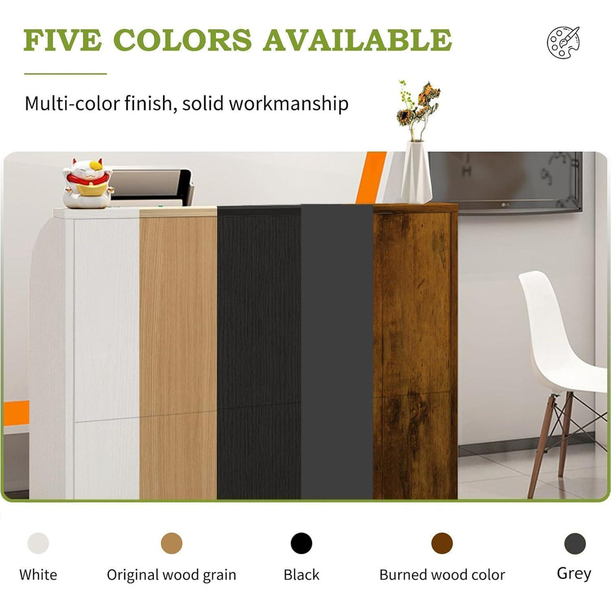 Empfangstheke mit Schublade – Weiß & Dunkelbraun, 210cm