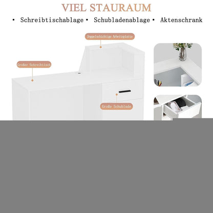 Empfangstheke mit Schublade – Weiß & Orange, 220cm