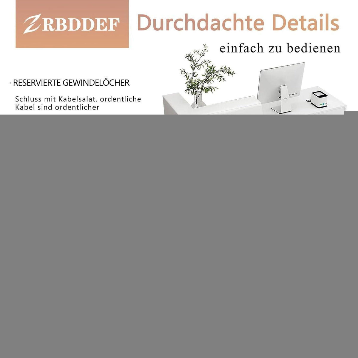 Empfangstheke mit Schublade – Weiß & Weiß, 100x42x100cm