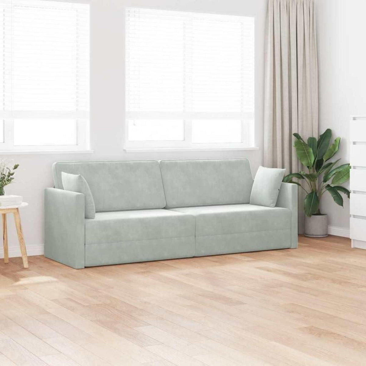 Schlafsofa Bodensofa Hellgrau – Komfortables Wohnsofa mit Bettfunktion