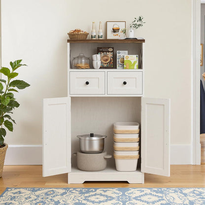 Weißes Sideboard mit Schubladen & Regal – Küchenschrank 58x29x108cm