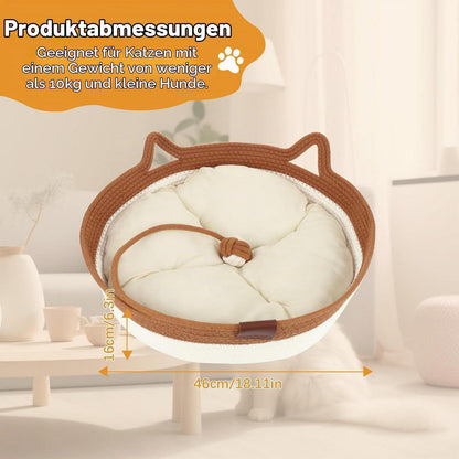 Katzenbett Baumwollseil mit Kissen – Groß & Modern