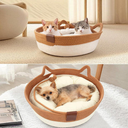 Katzenbett Baumwollseil mit Kissen – Groß & Modern
