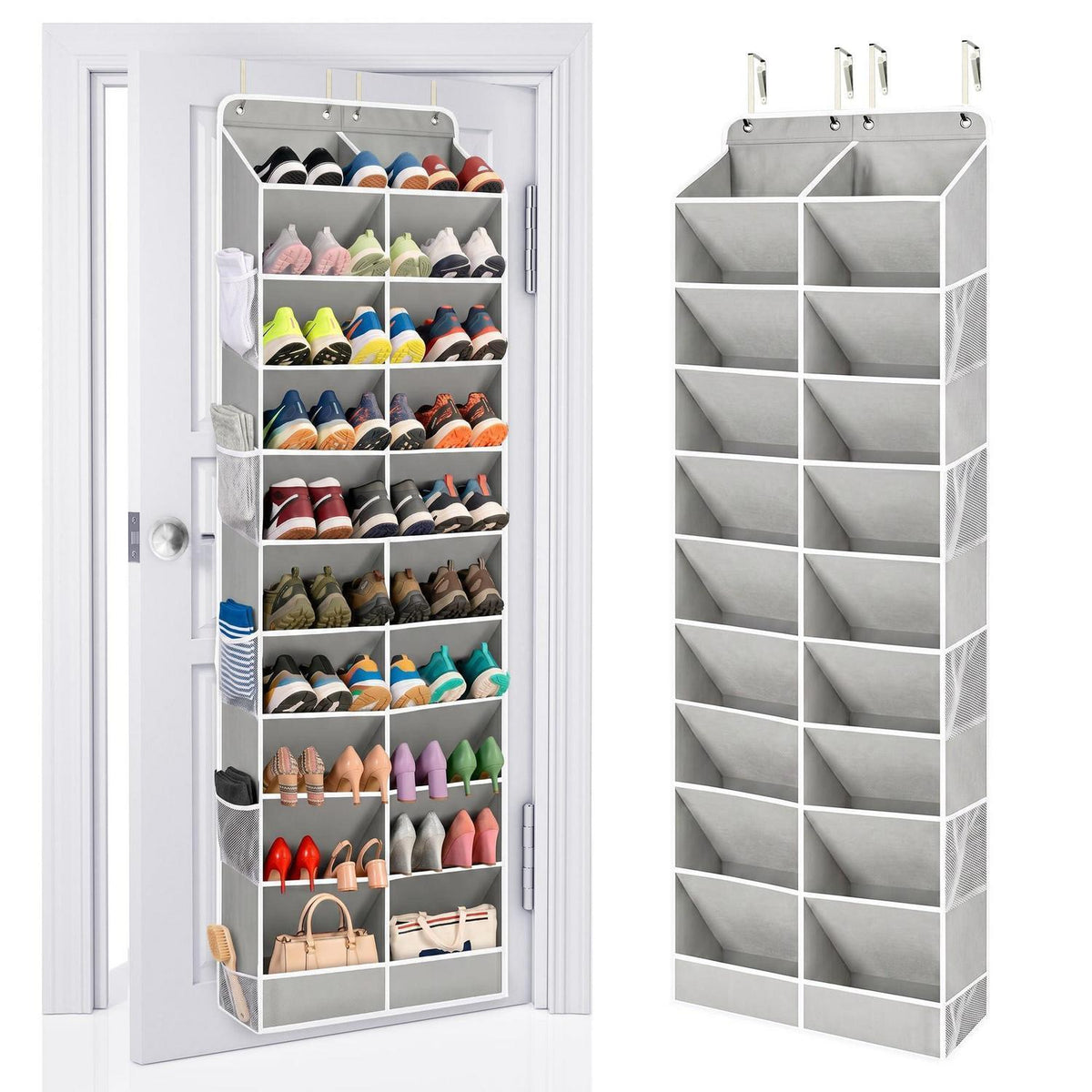 Tür-Schuhregal Organizer für 24-32 Paar Schuhe, Grau