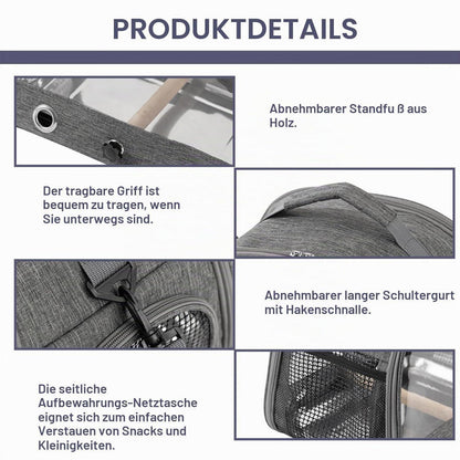 Vogel Transporttasche mit Stehstange & Tablett (Grau)