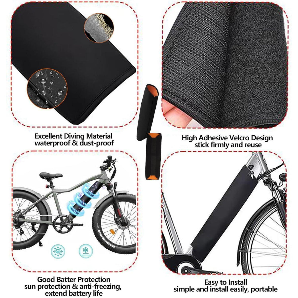 2x E-Bike Akku Schutzhülle – Kälte- & Wasserdicht, 28-36cm
