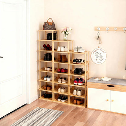 Bambus Schuhregal 8 Etagen – Vertikaler Schuh-Organizer für kleine Räume