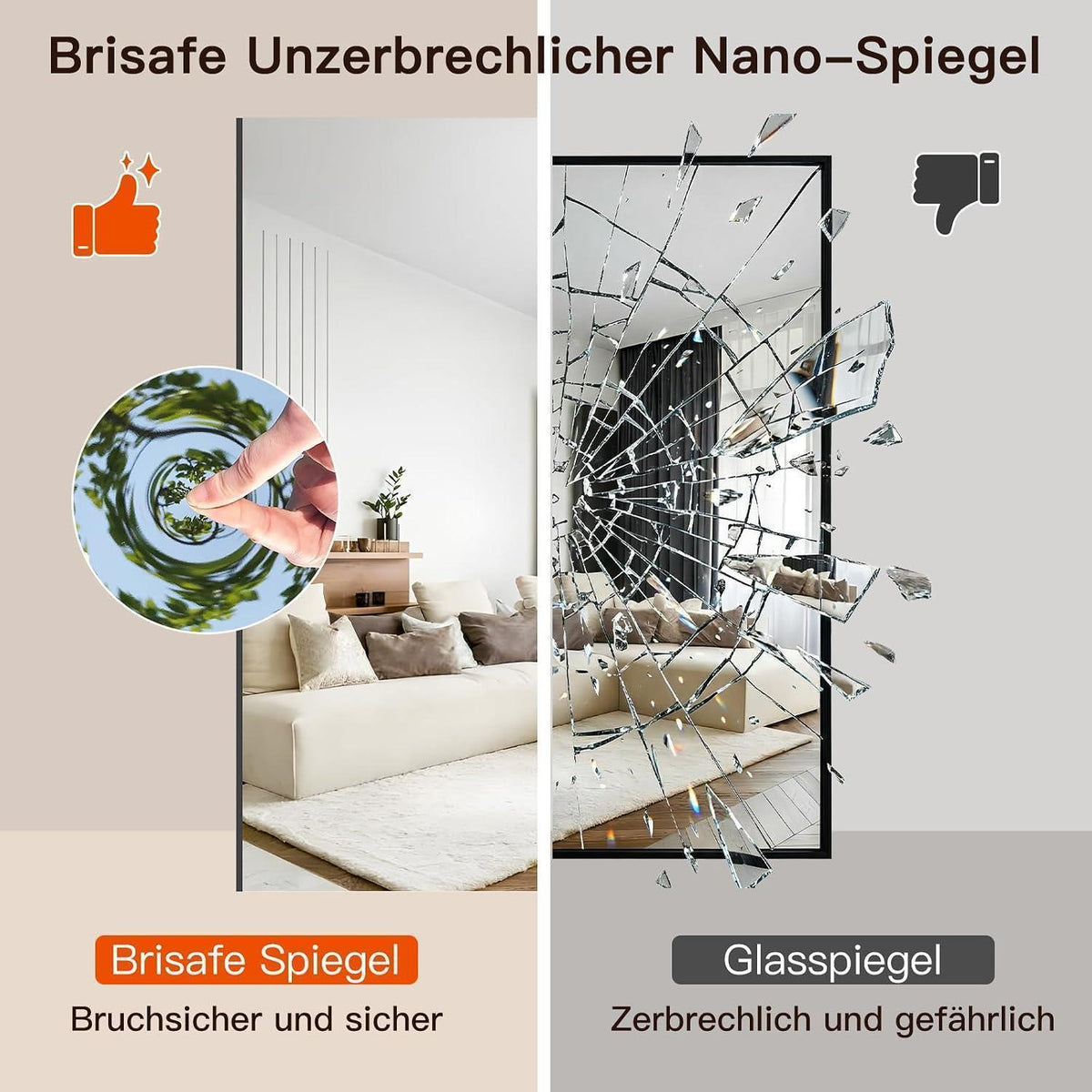 Badezimmerspiegel 60x80 cm Schwarz – Anti-Beschlag & Rostfrei