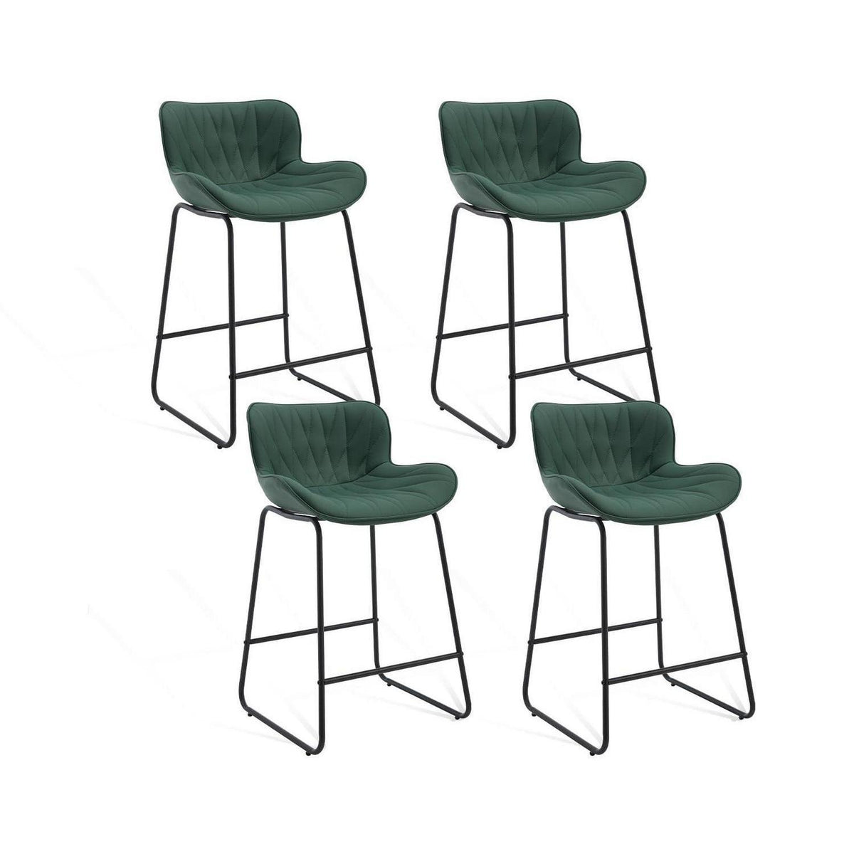 Moderner Barhocker 4er Set mit Steppdesign, Grün
